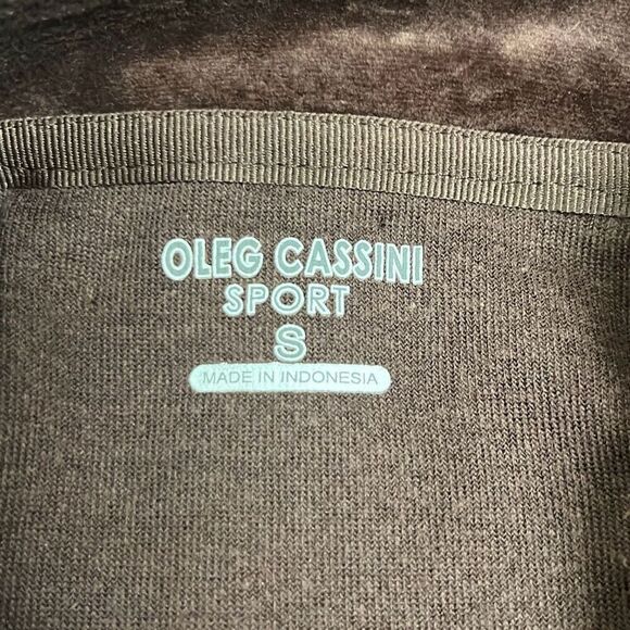 Oleg Cassini Sport Small Full Zip Front Jacket Brown Velour Pockets Y2K Active - Picture 6 of 9